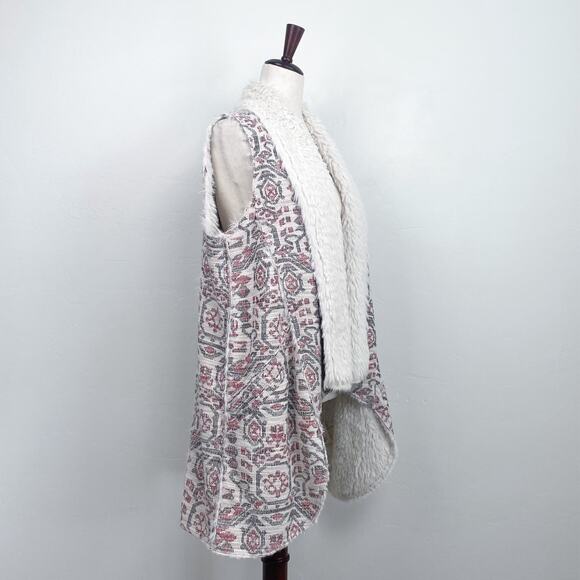 Anthropologie Sherpa Faux Fur Tapestry Long Vest - Picture 1 of 11